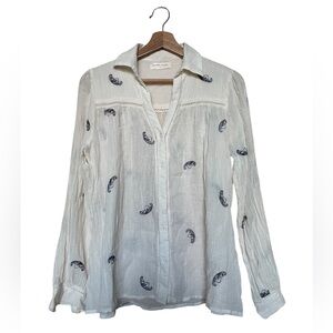 Maison Hotel Ivory Gauze Blouse with Embroidery Size M